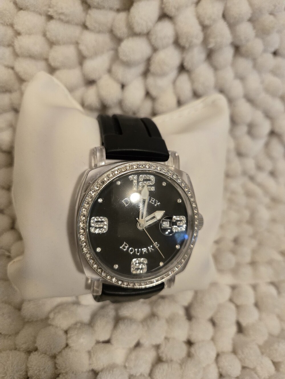 Vintage Dooney & Bourke Black Dial Watch with Crystal Bezel